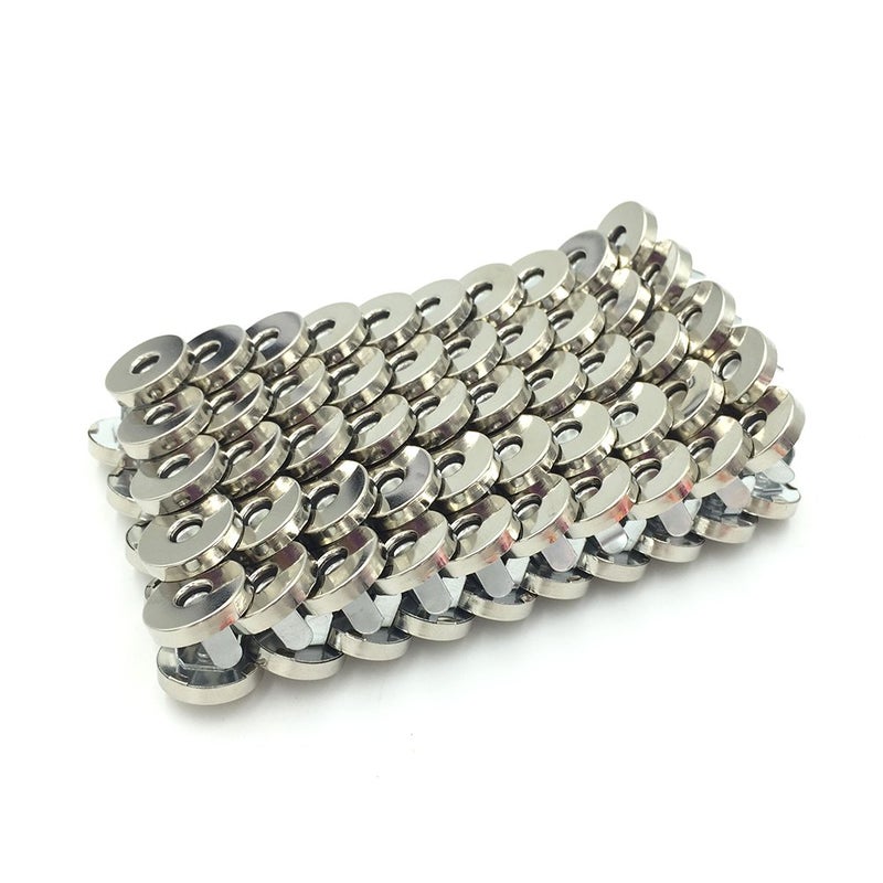 Vafon 100 Sets Silver Tone Magnetic Purse Snap Clasps Button/Great for Closure Purse Handbag Clothes Sewing Craft No Tools Required 14mm (14YIN100) - Image 2